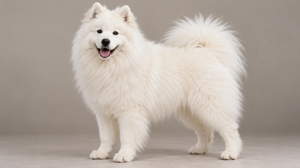 Samoyed köpek — saf beyaz renk