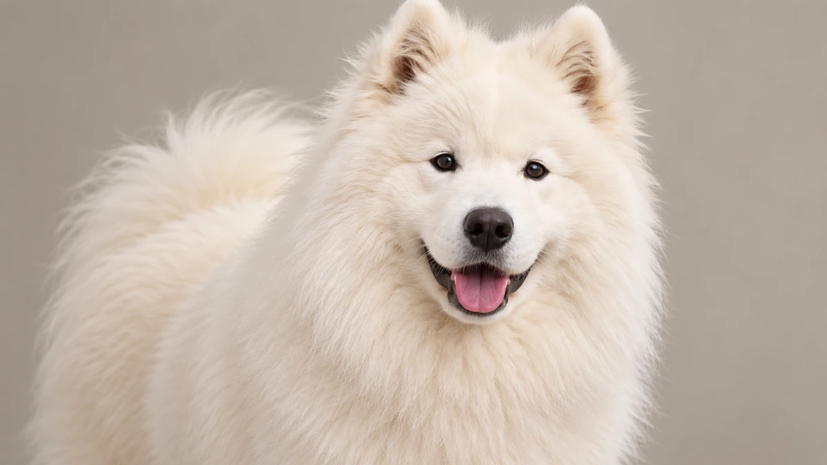 Samoyed köpek — krem-beyaz renk