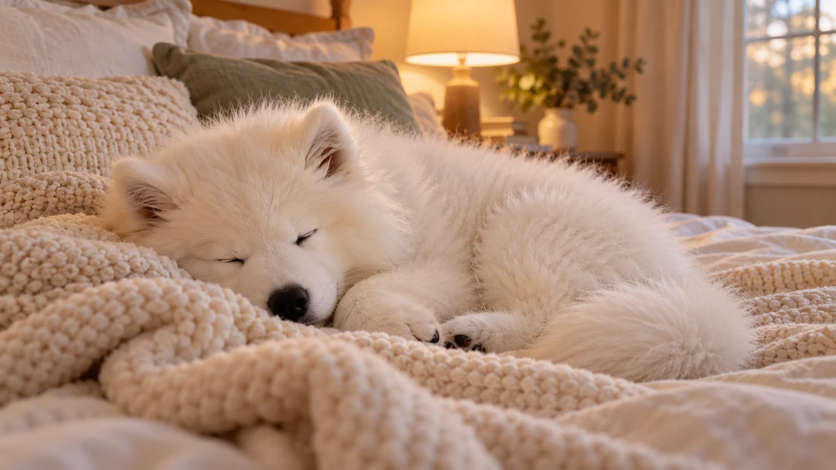 Samoyed ilan — uyuyan Samoyed yavru ilan fotoğrafı